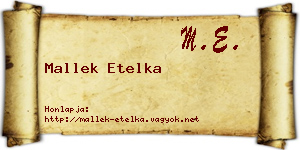 Mallek Etelka névjegykártya